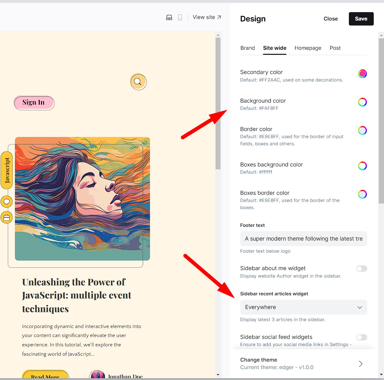 Theme Options
