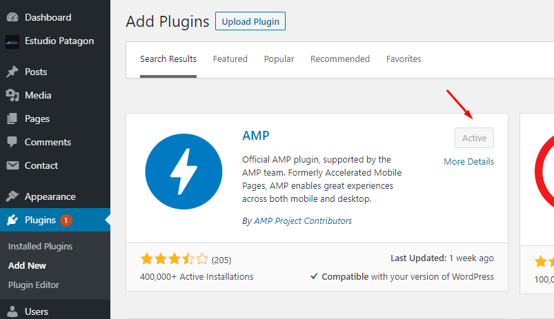 Install AMP plugin