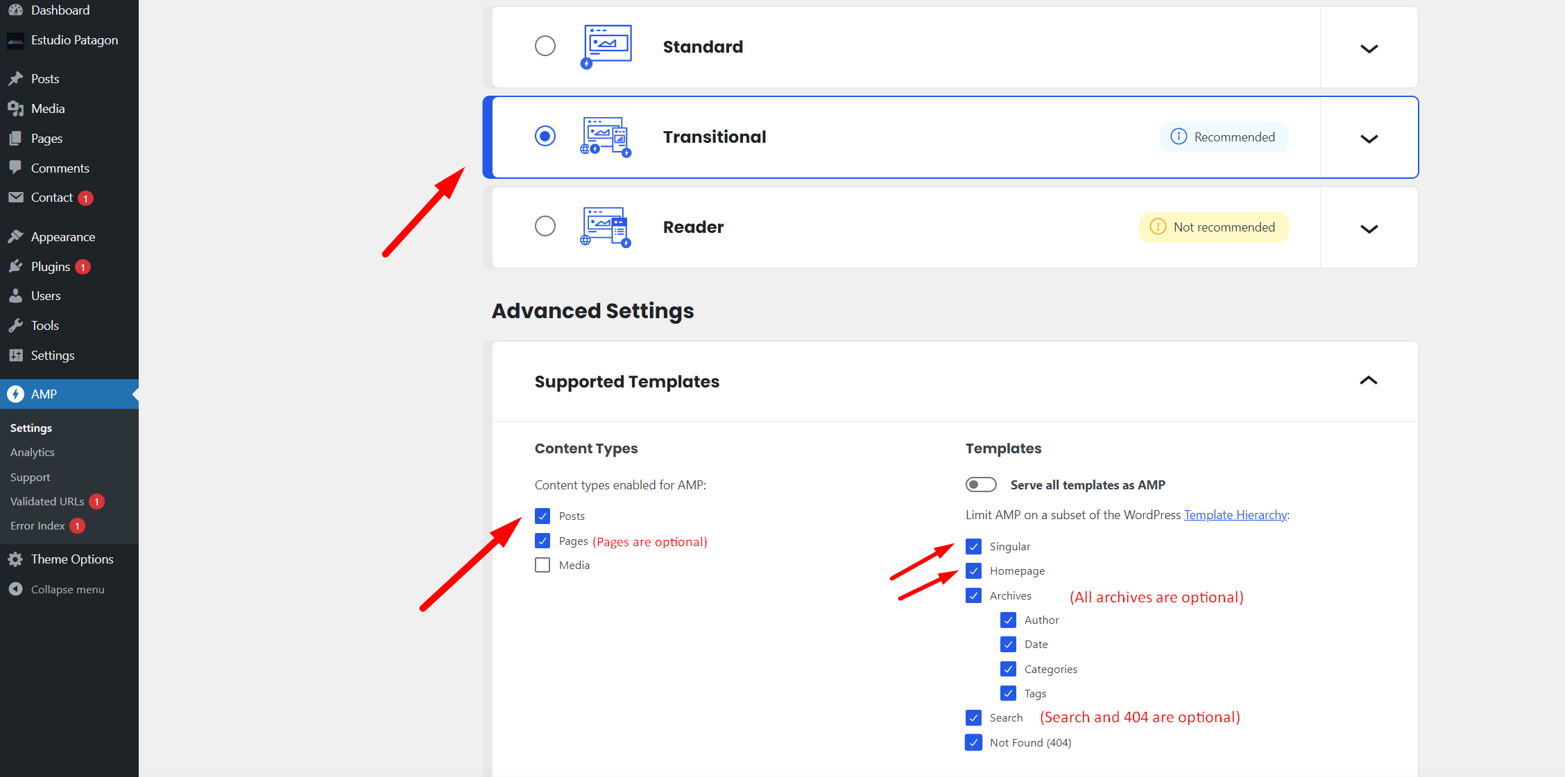 Select Transitional Mode