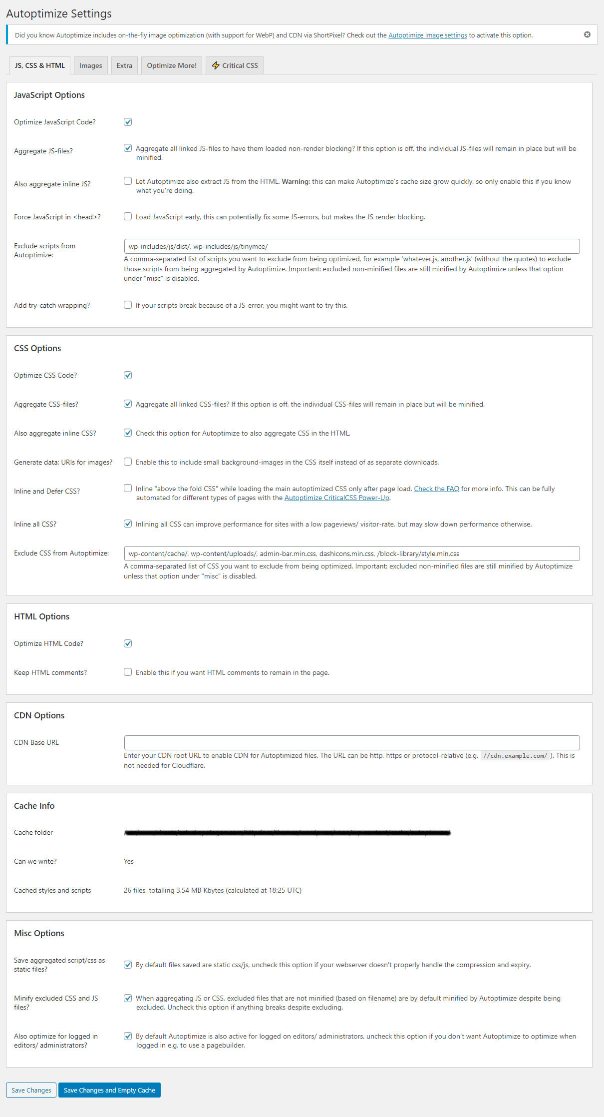 Autoptimize Configuration
