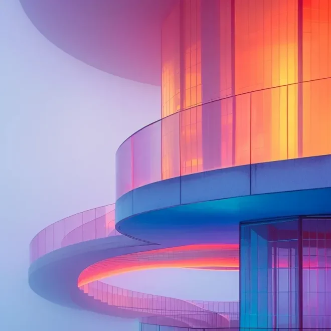 Pink building view, macro shot