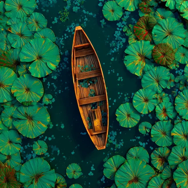 Green lakes, ink painting