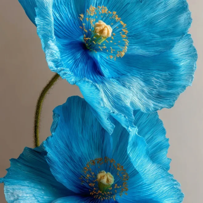 Tiffany blue poppies detail