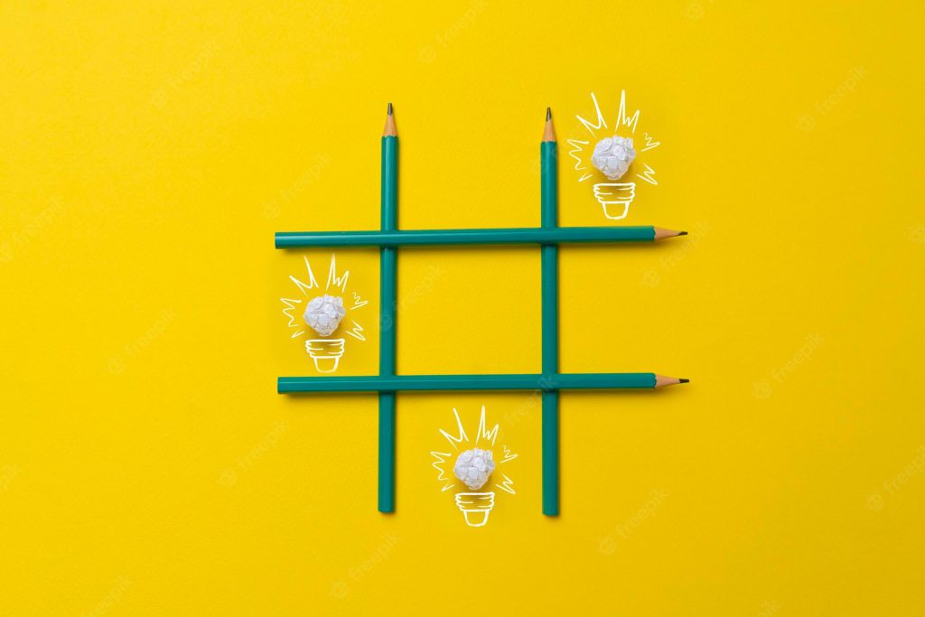 simple creative idea drawn paper light bulbs tic tac toe grid made crayons pastel background 63762 9110